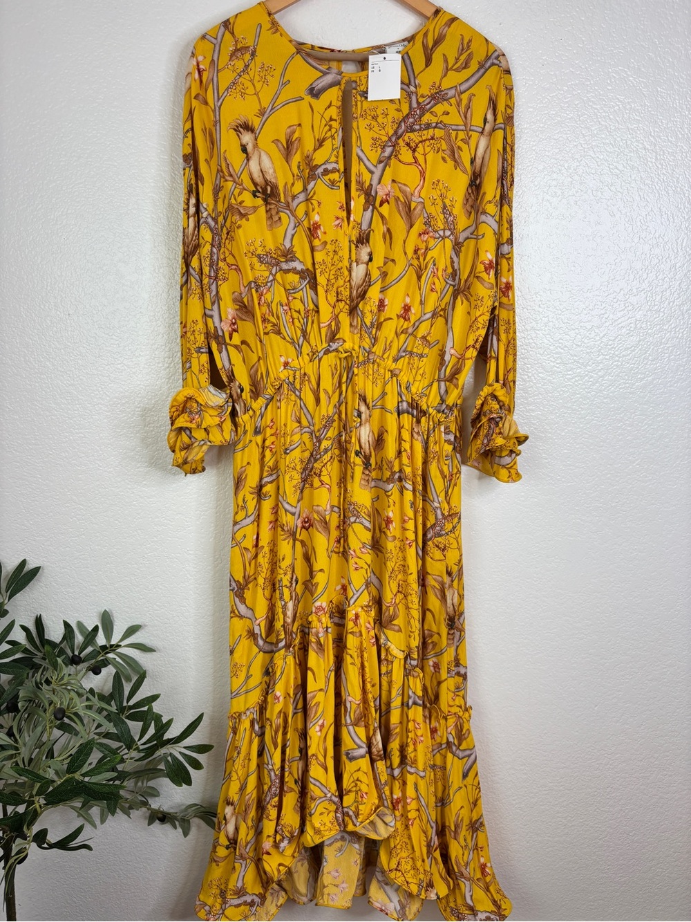 NWT Johanna Ortiz x H&M Yellow Floral Crepe Dress Size L - Picture 11 of 16